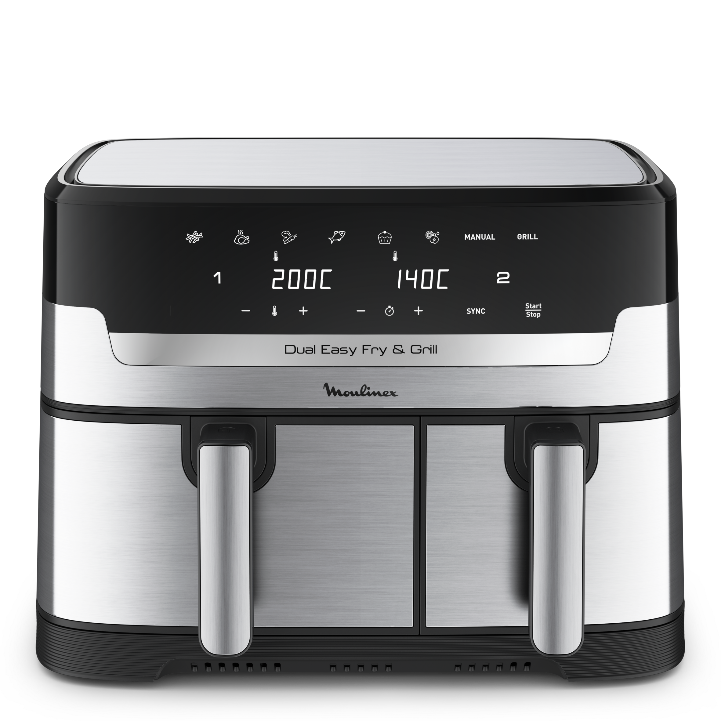Moulinex Dual Easy Fry et Grill EZ905 avec ses deux tiroirs et plaque gril