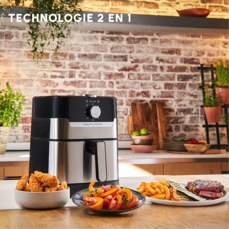 Moulinex Easy Fry & Grill inox EZ501D10, friteuse sans huile mono-panier avec fonction grill