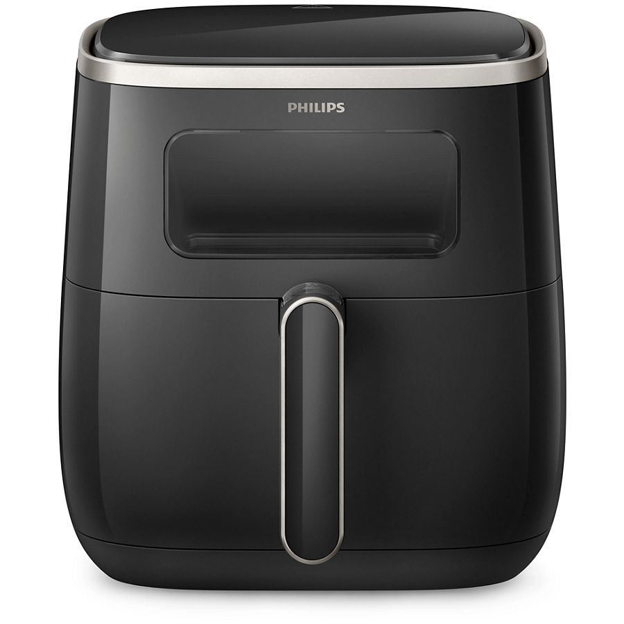 Philips Airfryer Série 3000 XL HD9257 vu de face avec sa fenêtre de cuisson